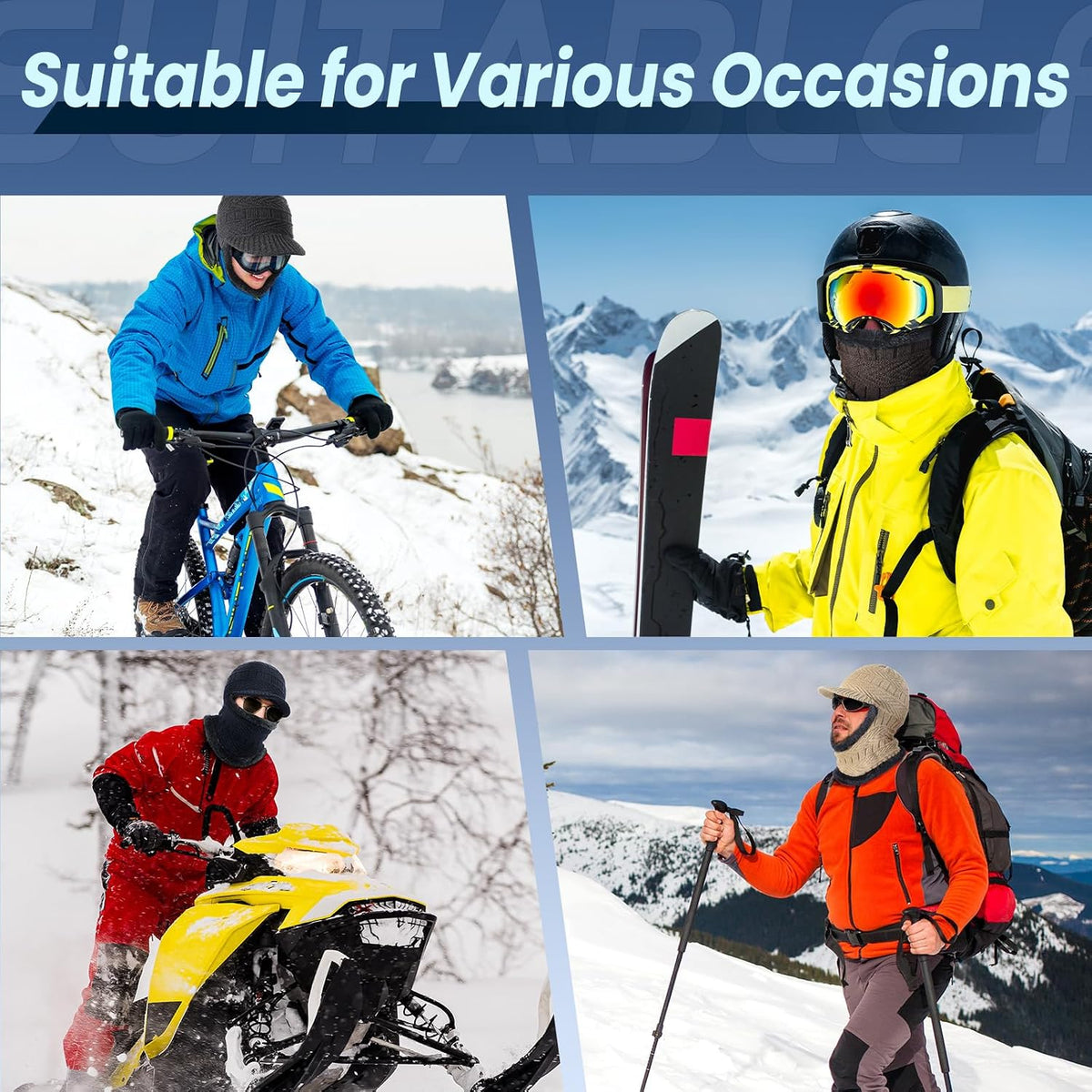 Winter Balaclava Beanie Hat Knit Thermal Ski Mask for Men Women
