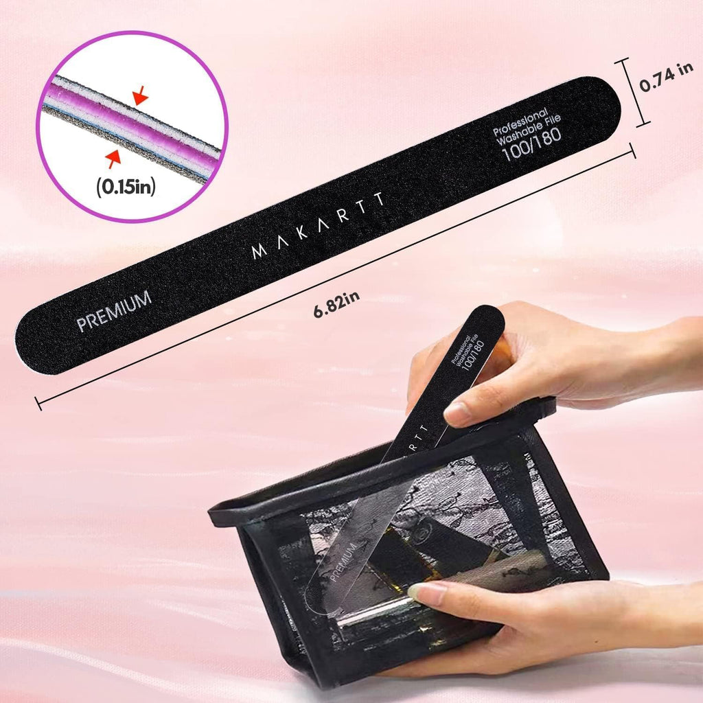 Makartt Nail Files 100/180 Grit - 10Pcs Double Sides Black