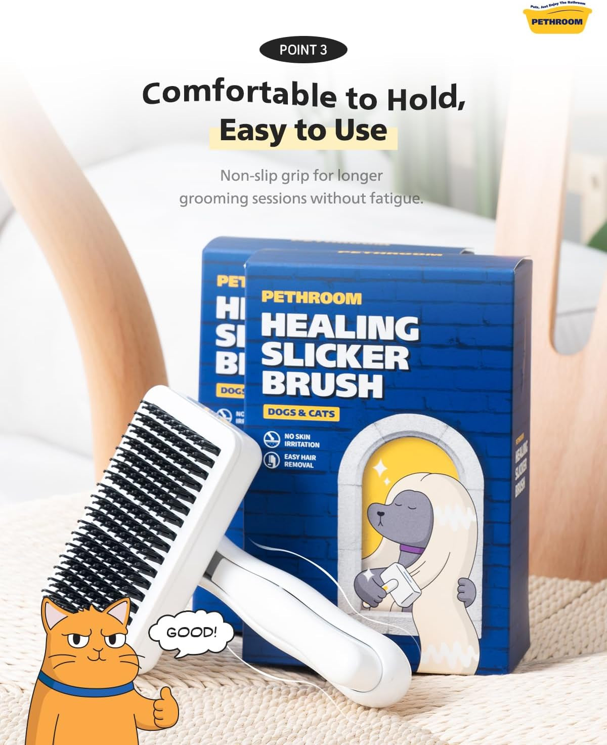 Self-Cleaning Slicker Brush for Dogs & Cats