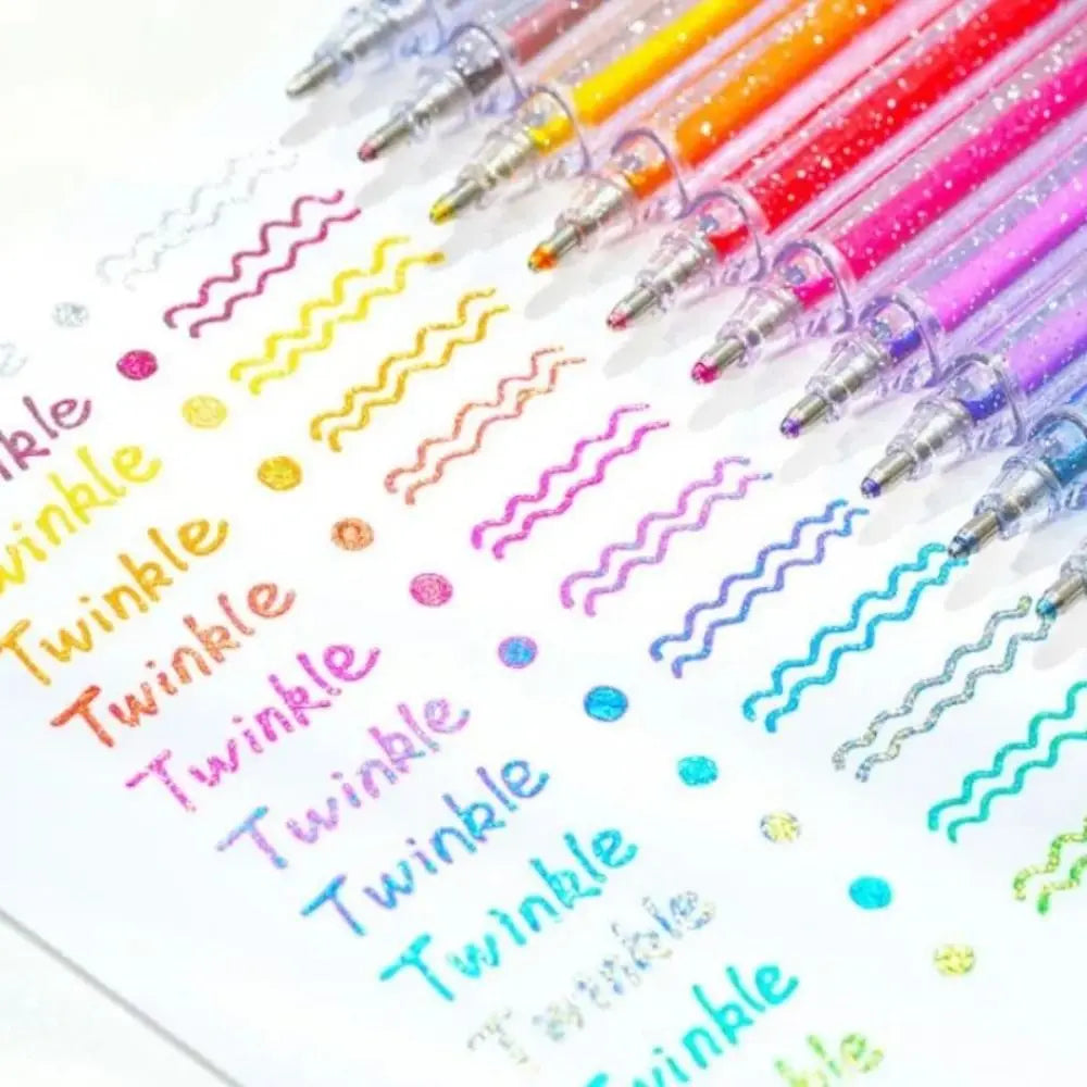 Gel Pen Glitter Gel Pen Set New Glitter School Supplies Colored Pens Set Fun Students Marking Highlighter Pen