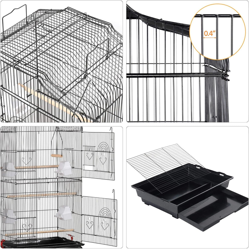 Yaheetech 64'' Open Top Bird Cage for Parakeets & Cockatiels, Black