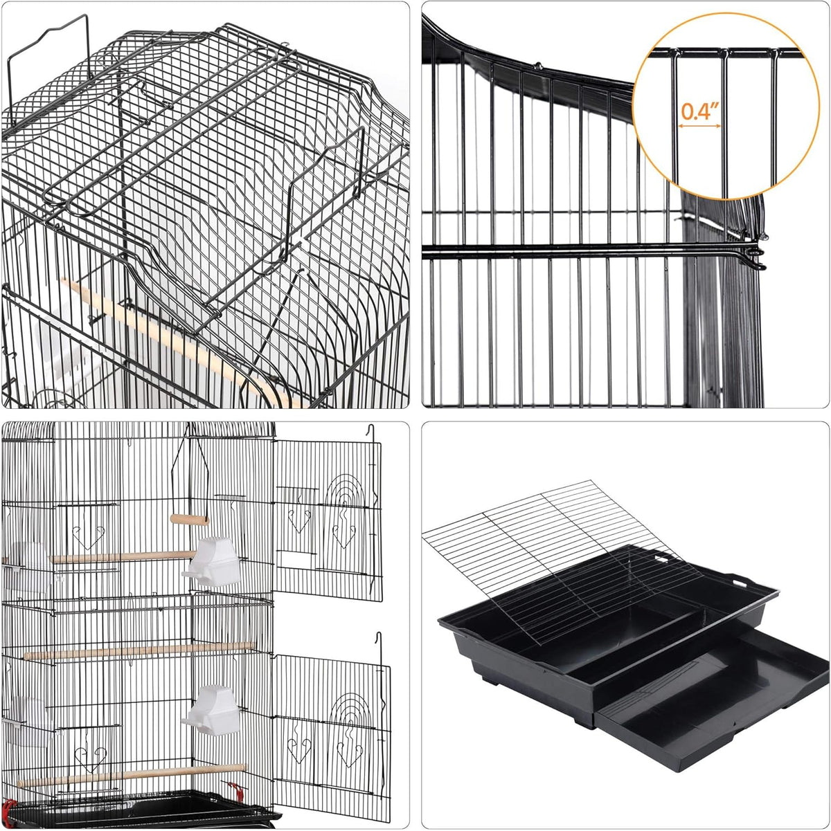 Yaheetech 64'' Open Top Bird Cage for Parakeets & Cockatiels, Black