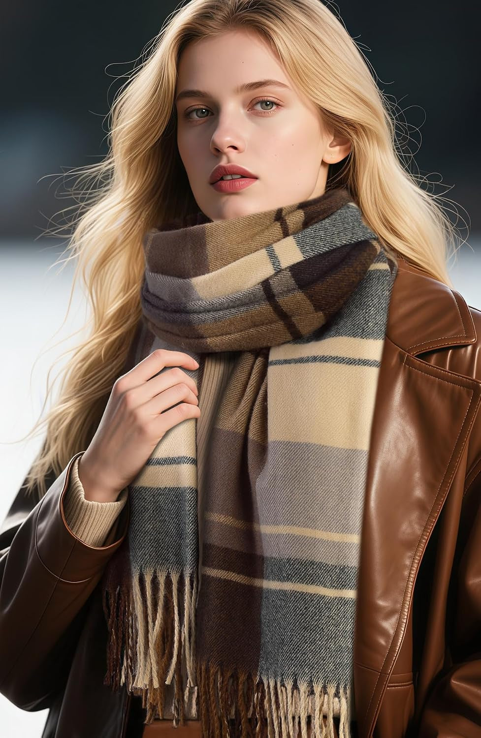 Winter Scarf for Women Long Plaid Shawls Wraps Blanket Pashmina Scarves