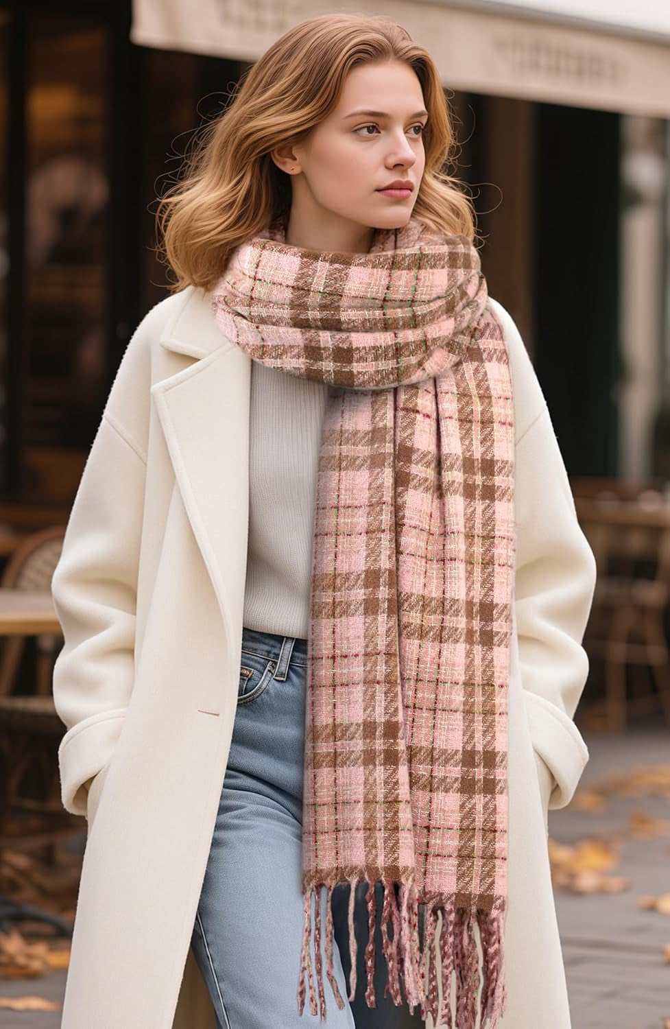 Winter Scarf for Women Long Plaid Shawls Wraps Blanket Pashmina Scarves