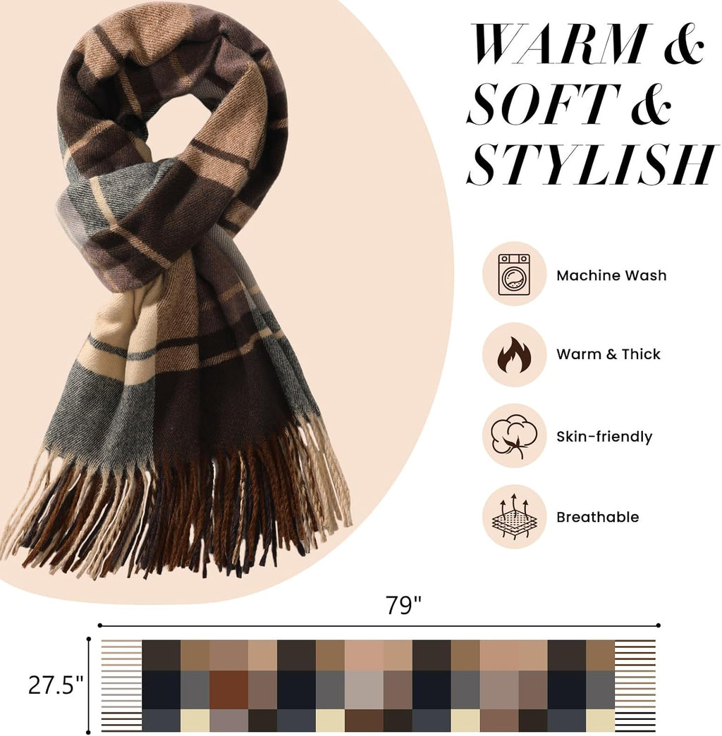 Winter Scarf for Women Long Plaid Shawls Wraps Blanket Pashmina Scarves