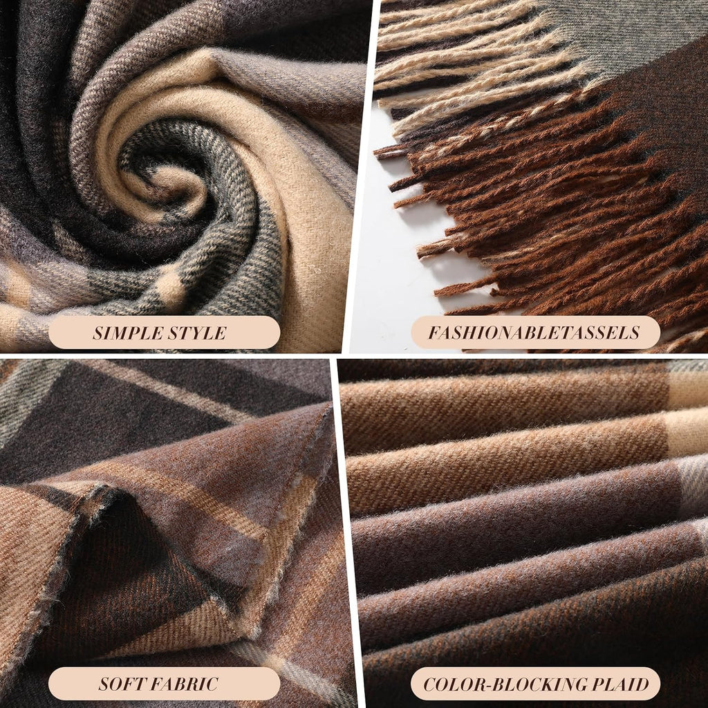 Winter Scarf for Women Long Plaid Shawls Wraps Blanket Pashmina Scarves