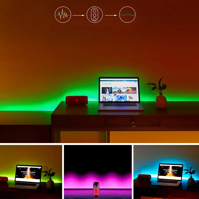 5050 RGB LED Strip Light Bluetooth App Control 5V USB Lamp Tape Flexible Ribbon Diode Tape for TV Backlight Room Decoration