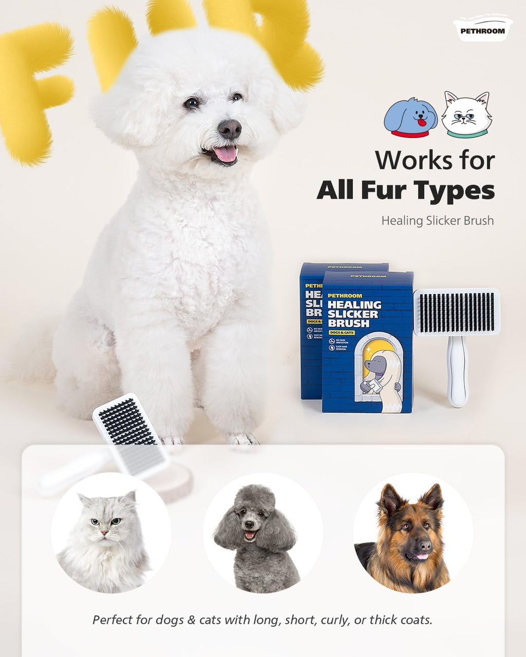 Self-Cleaning Slicker Brush for Dogs & Cats