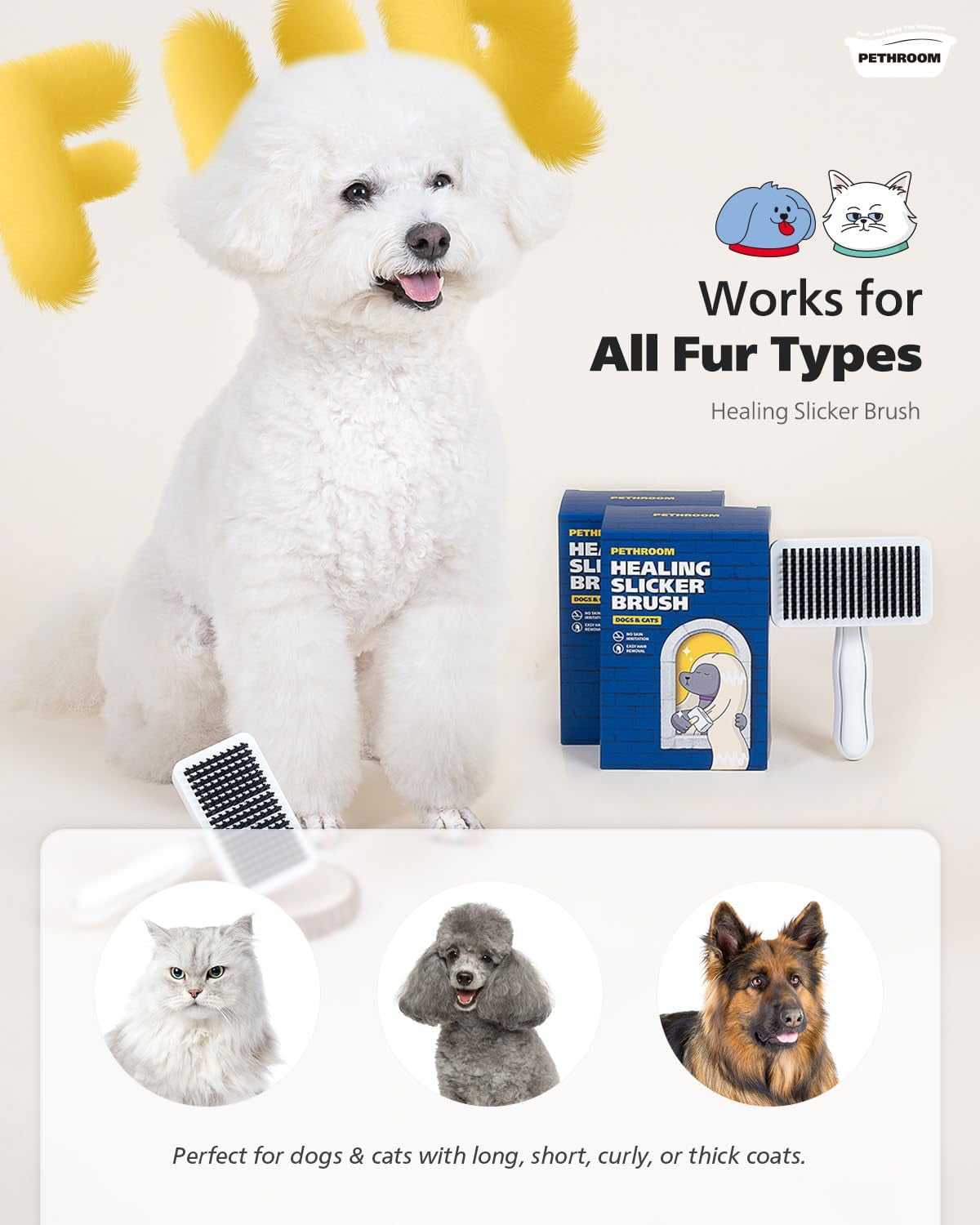 Self-Cleaning Slicker Brush for Dogs & Cats