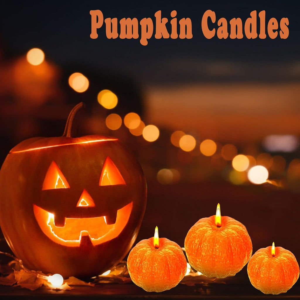 (3 Pack) Pumpkin Candle Molds,Thanksgiving Silicone Mold Fall Pumpkin Silicone Mold for Candles, Soap, Jelly, Chocolate and Home Crafts Decoration