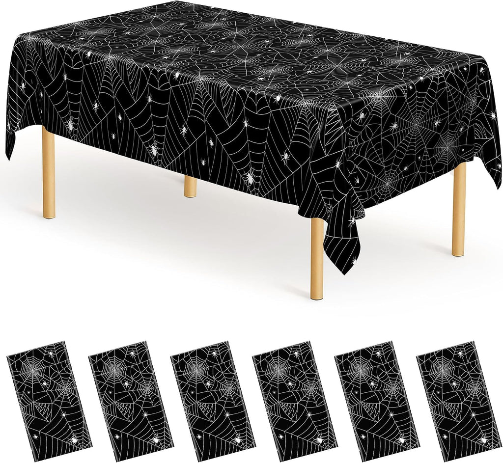 6 Pack Spiderweb Tablecloth 54" X 108" Halloween Table Cloths Disposable
