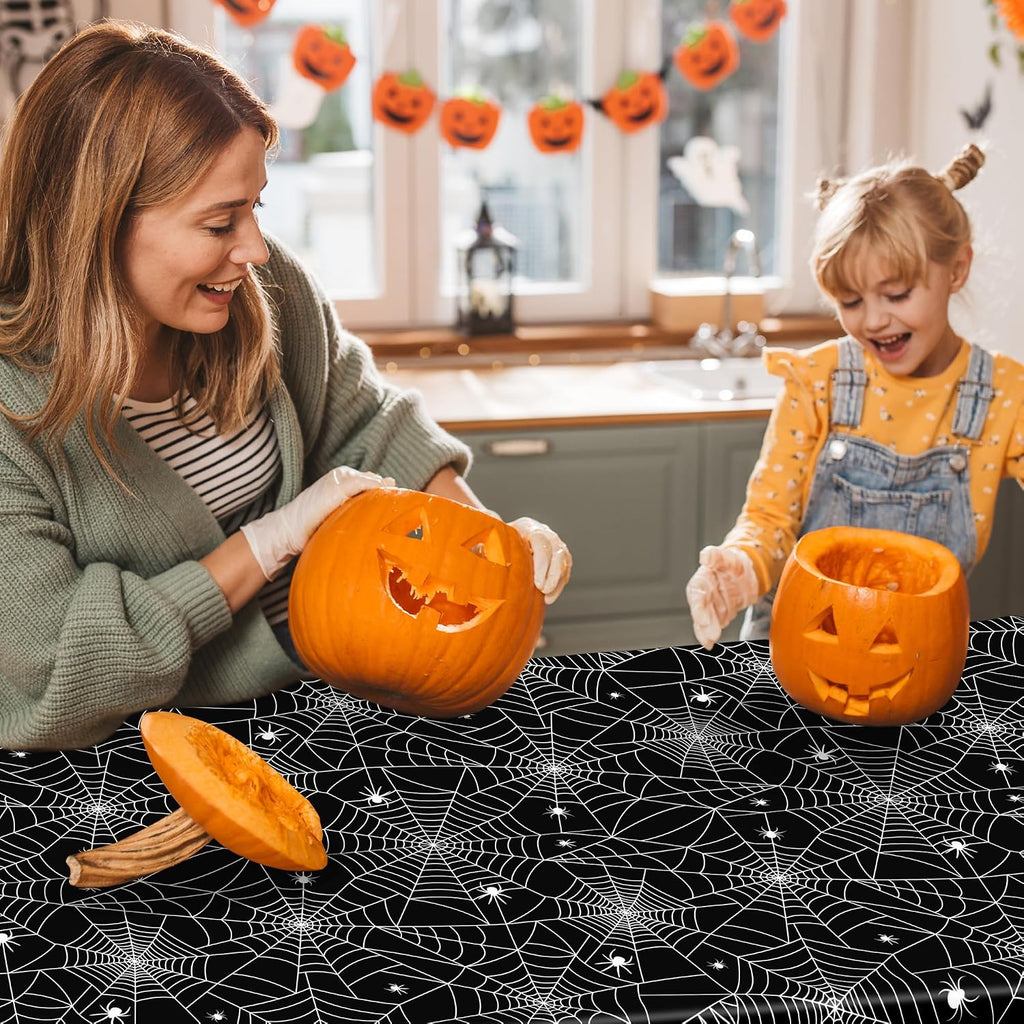 6 Pack Spiderweb Tablecloth 54" X 108" Halloween Table Cloths Disposable