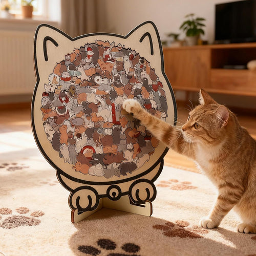 135-Piece Cat Shaped Wooden Jigsaw Puzzle - Morandi-Colored Wood Puzzle, Cute Animal Cats Wood Puzzles, Gift for C-At Lovers Home & Relaxation