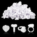 NXJ INFILILA Glue Rings for Eyelash Extensions 100PCS Disposable Rings for Lashes Lovely Heart Shape, Makeup Plastic Nail Art Glue Cups Lash Extension Supplies for Eyelash Extensions White