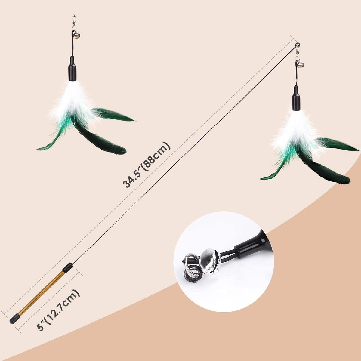 Feather Teaser Cat Toy, Interactive Feather Wand Cat Toy Flying Feather Cat Catc