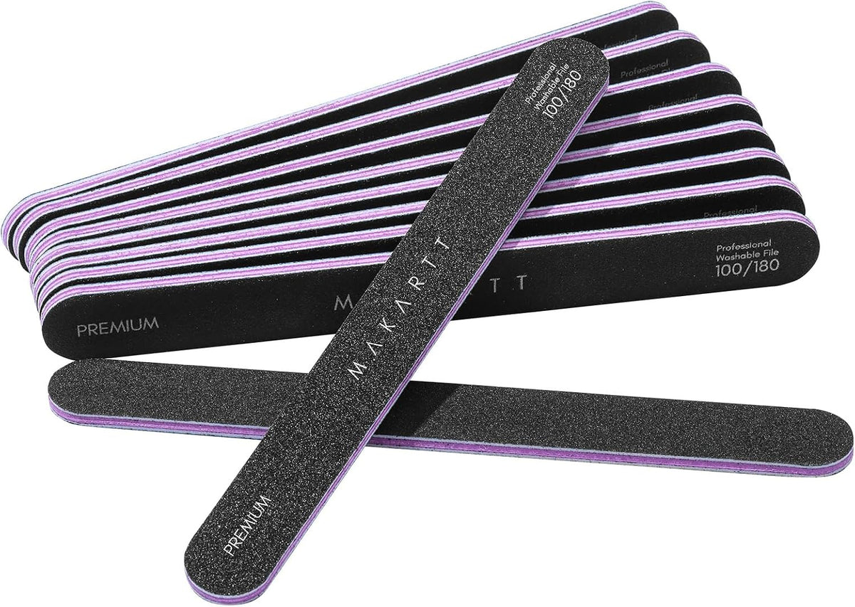 Makartt Nail Files 100/180 Grit - 10Pcs Double Sides Black