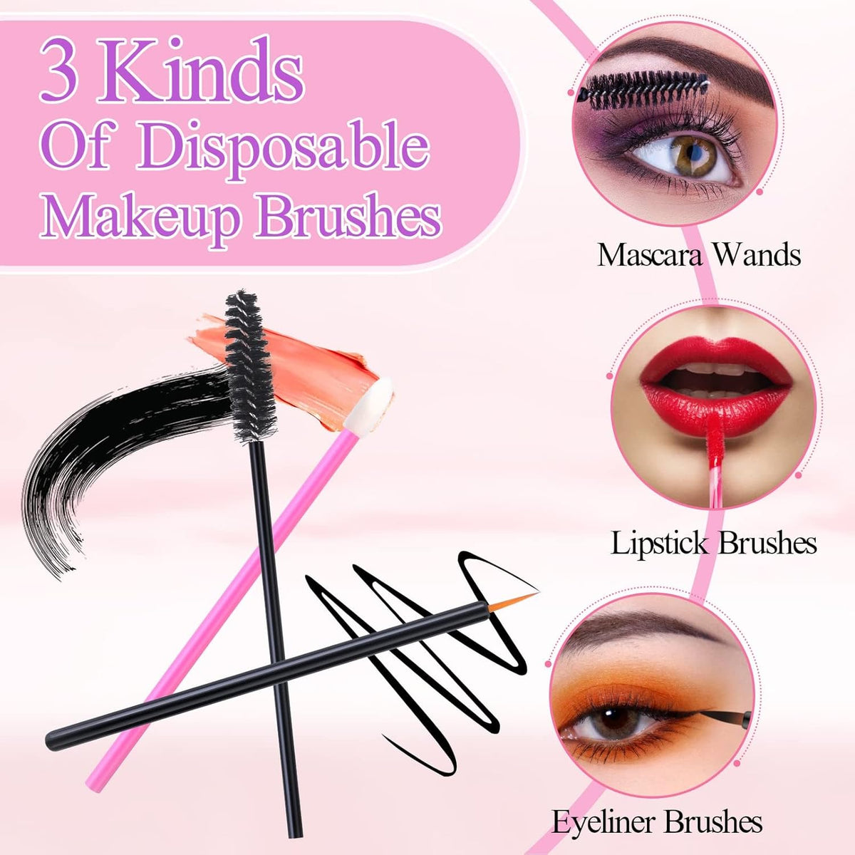 248 Pcs Disposable Makeup Applicators with Triangle Puffs, Mascara Wands, Lip/Eyeliner Brushes Disposable Makeup Applicator Kit for Makeup Artist Supplies