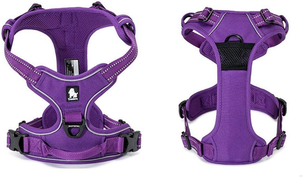 TRUE LOVE Adjustable No-Pull Dog Harness Reflective Vest, Purple, S