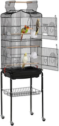 Yaheetech 64'' Open Top Bird Cage for Parakeets & Cockatiels, Black