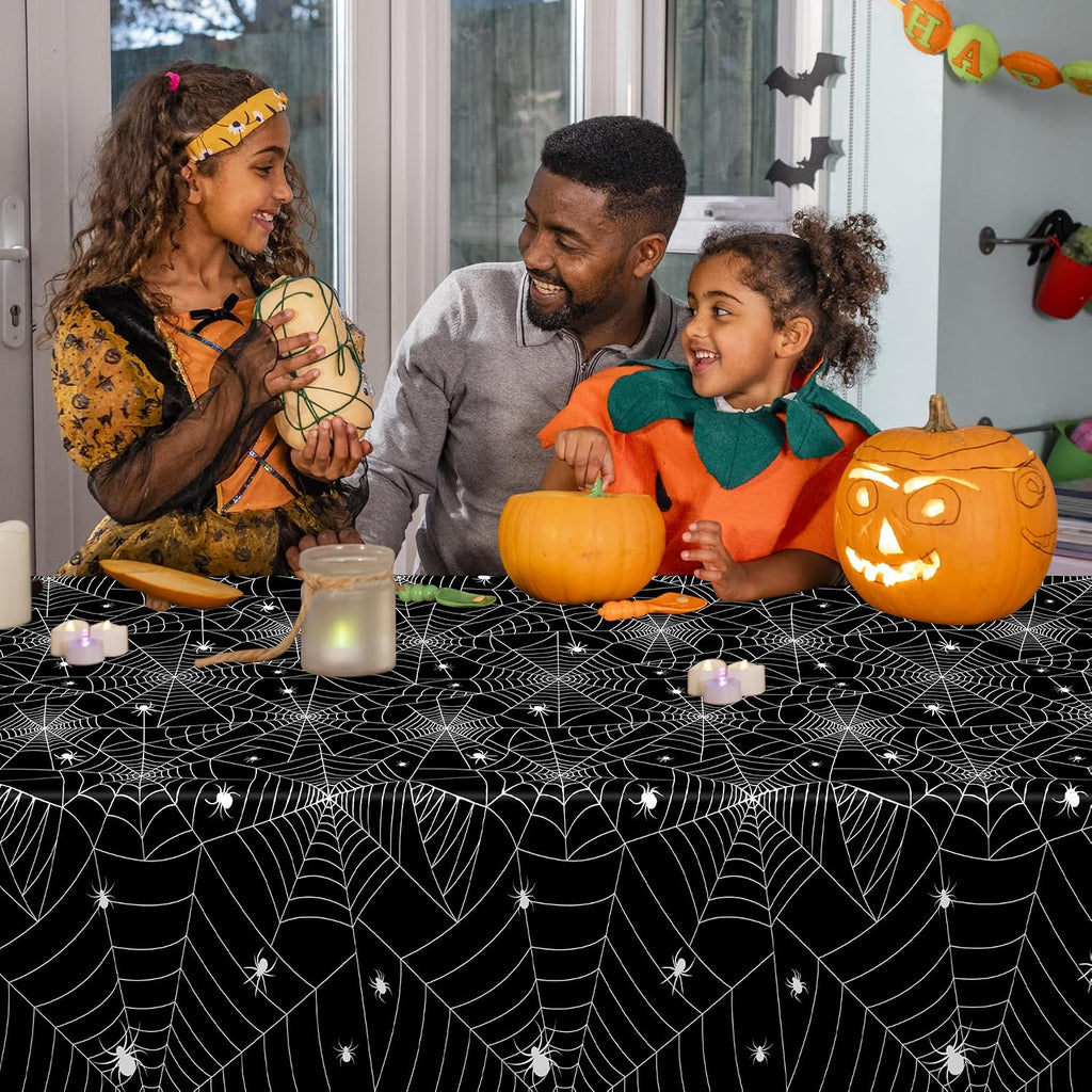 6 Pack Spiderweb Tablecloth 54" X 108" Halloween Table Cloths Disposable