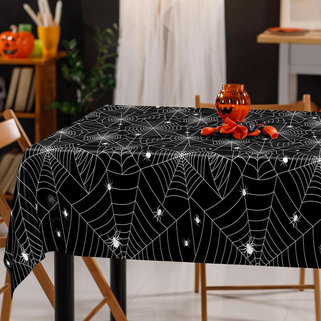 6 Pack Spiderweb Tablecloth 54" X 108" Halloween Table Cloths Disposable