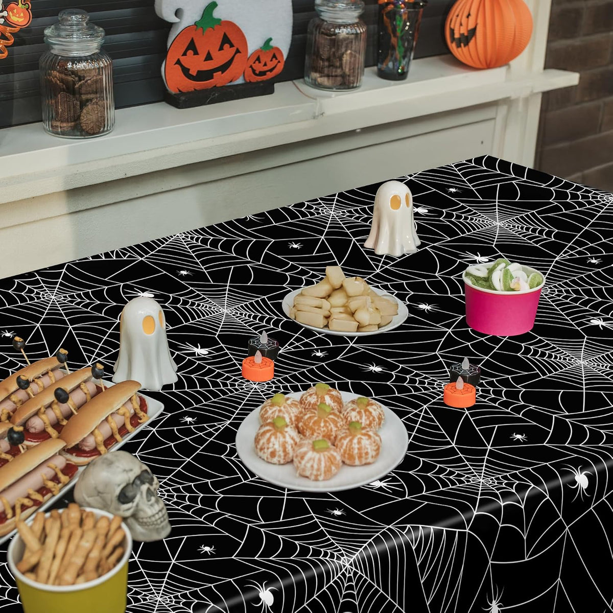 6 Pack Spiderweb Tablecloth 54" X 108" Halloween Table Cloths Disposable