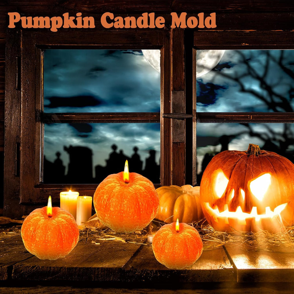 (3 Pack) Pumpkin Candle Molds,Thanksgiving Silicone Mold Fall Pumpkin Silicone Mold for Candles, Soap, Jelly, Chocolate and Home Crafts Decoration