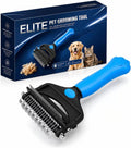 Deshedding Dog Brush，3-In-1 Undercoat Rake for Dogs (Blue)