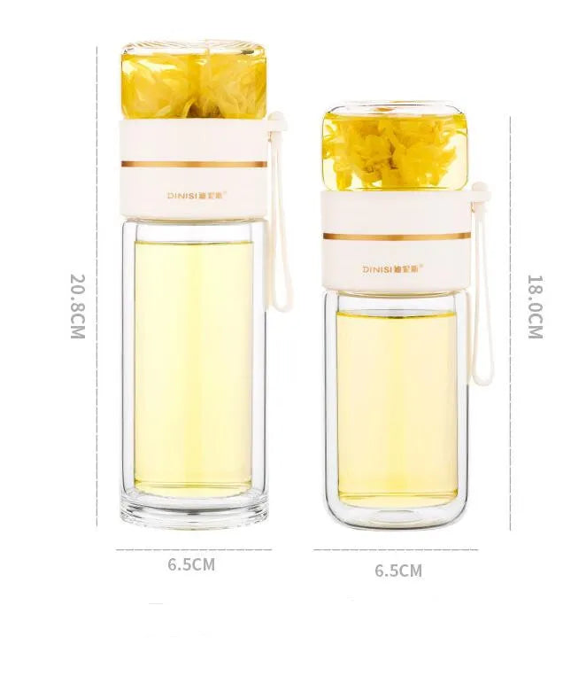 Glass water bottle with tea infuser