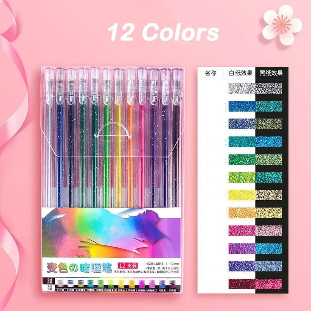 Gel Pen Glitter Gel Pen Set New Glitter School Supplies Colored Pens Set Fun Students Marking Highlighter Pen