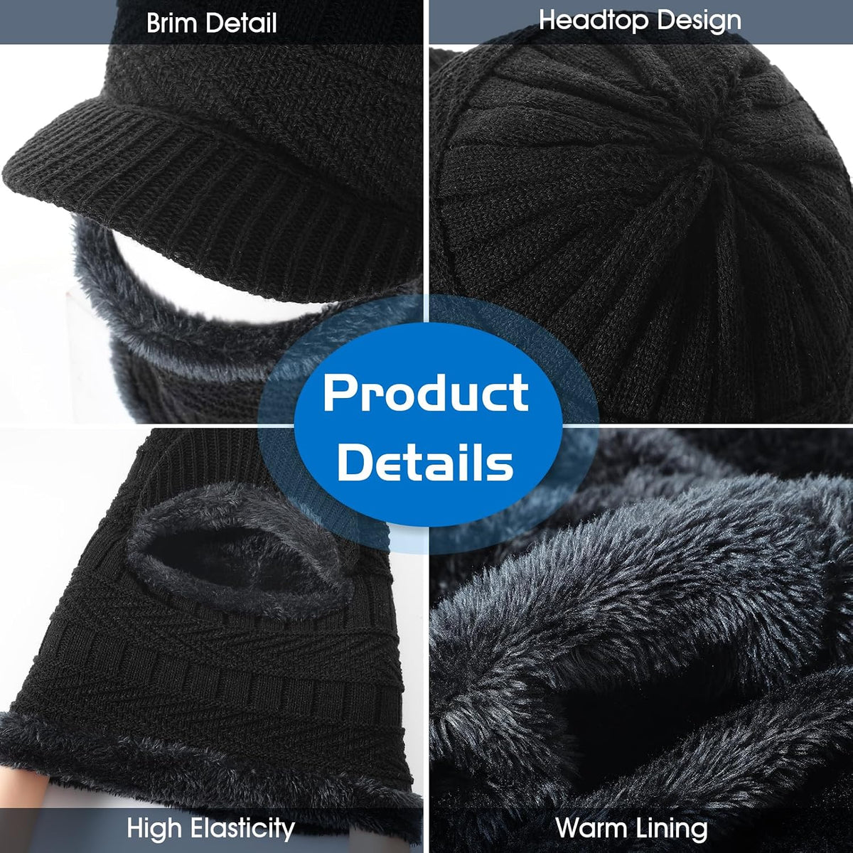 Winter Balaclava Beanie Hat Knit Thermal Ski Mask for Men Women