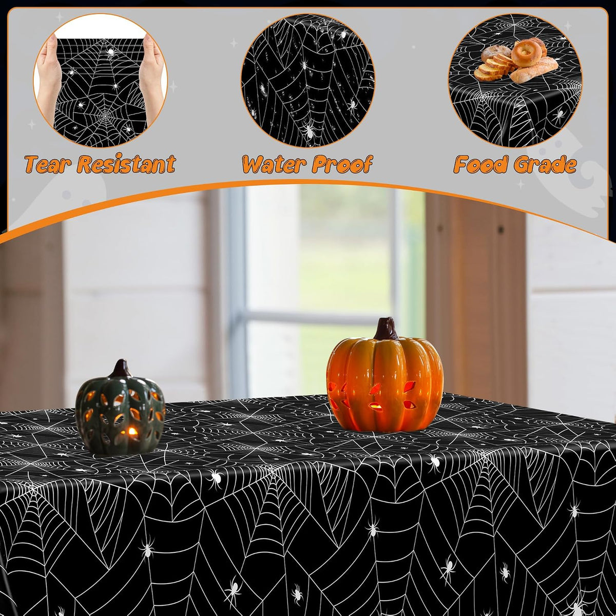 6 Pack Spiderweb Tablecloth 54" X 108" Halloween Table Cloths Disposable