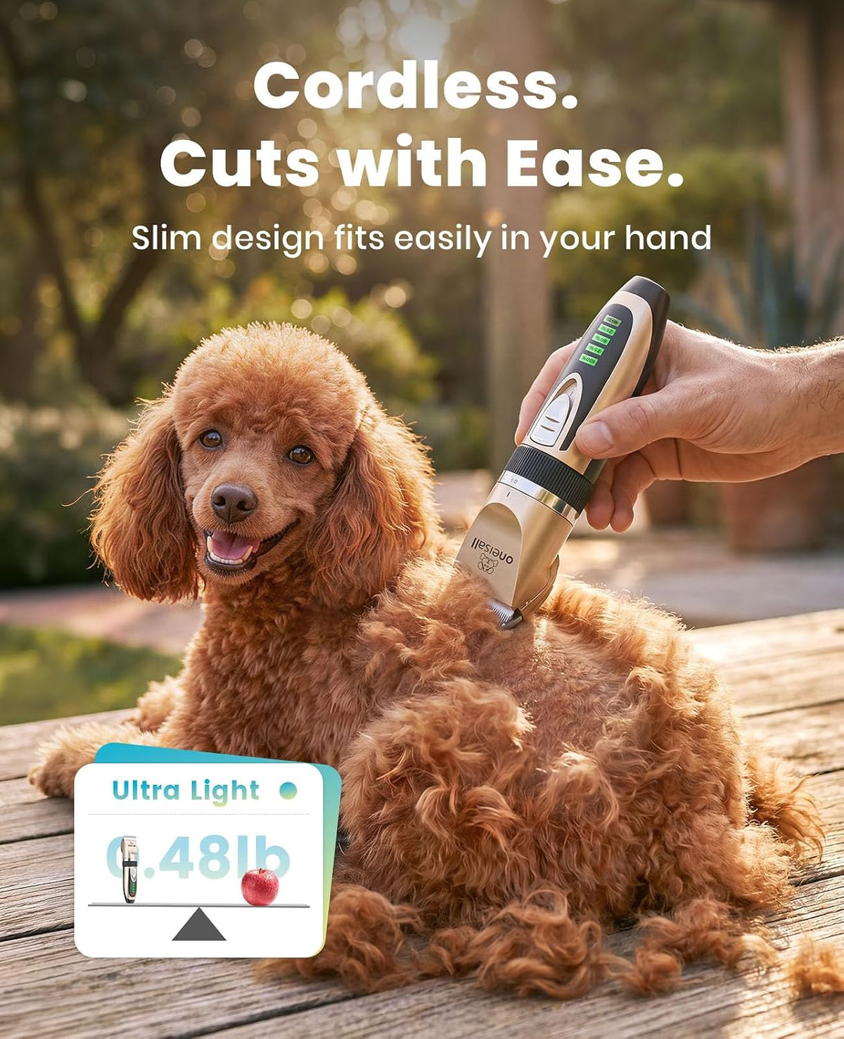 Oneisall Dog Grooming Clippers with LED Display for Dogs & Cats