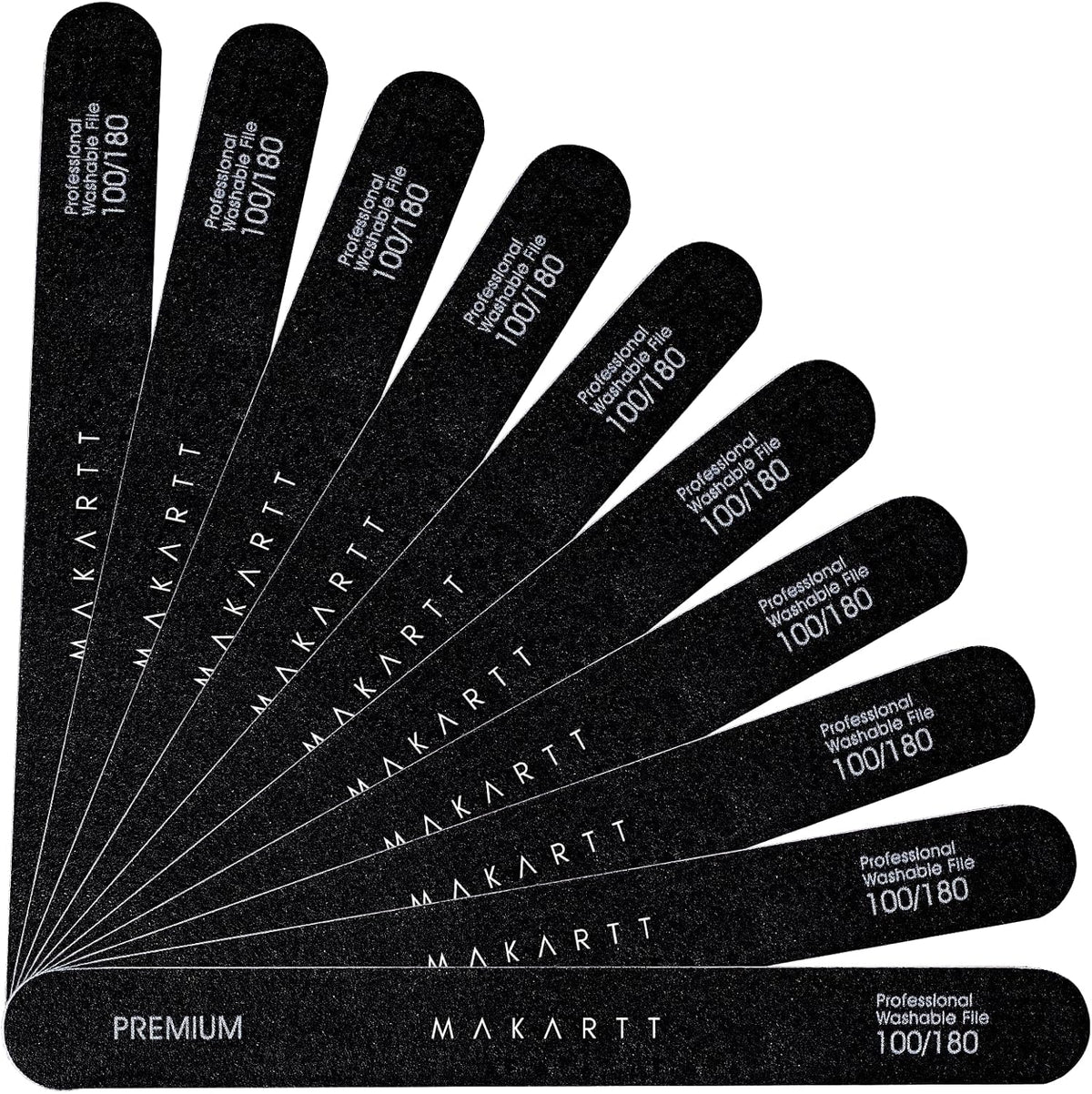 Makartt Nail Files 100/180 Grit - 10Pcs Double Sides Black