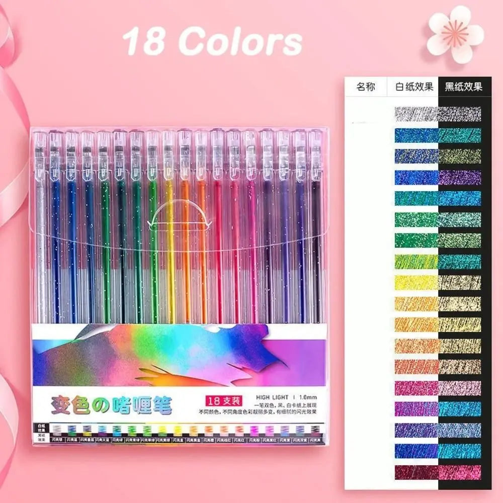 Gel Pen Glitter Gel Pen Set New Glitter School Supplies Colored Pens Set Fun Students Marking Highlighter Pen