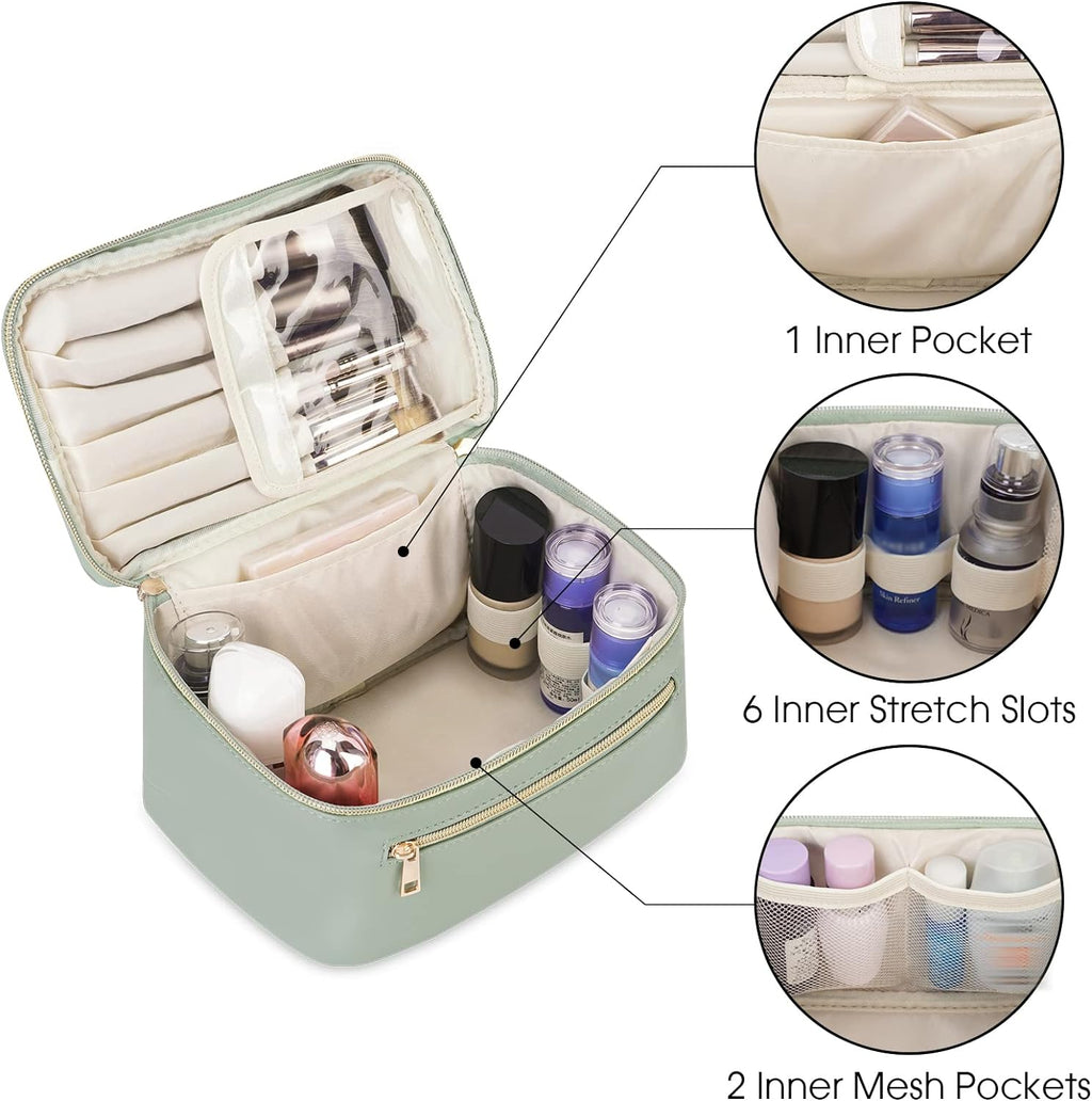 Wandering Nature Makeup Bag, Women Travel Make up Vanity Case with Handle