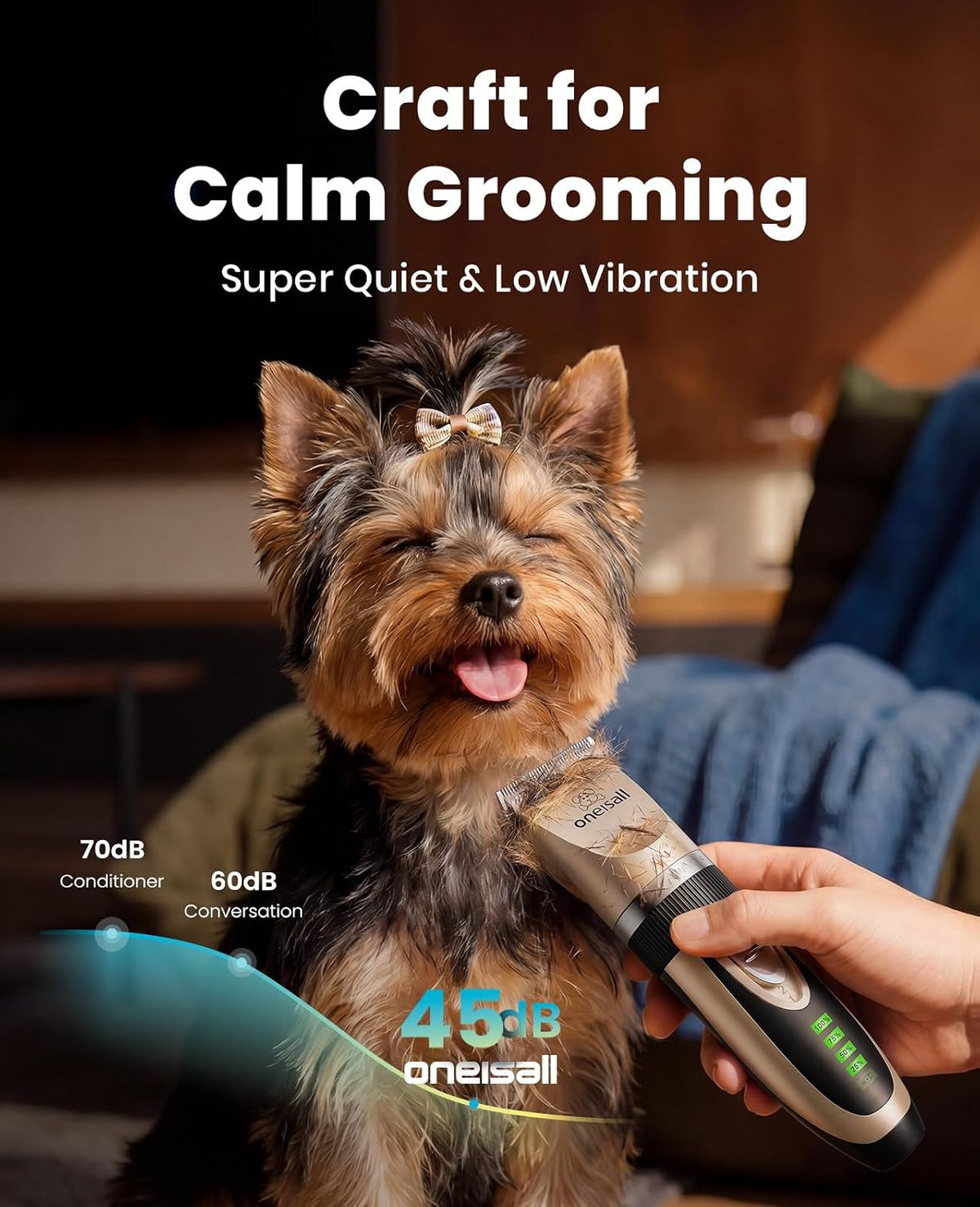 Oneisall Dog Grooming Clippers with LED Display for Dogs & Cats