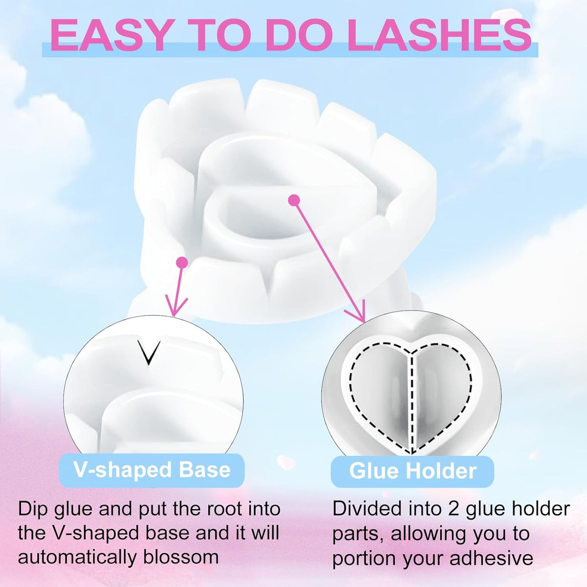 NXJ INFILILA Glue Rings for Eyelash Extensions 100PCS Disposable Rings for Lashes Lovely Heart Shape, Makeup Plastic Nail Art Glue Cups Lash Extension Supplies for Eyelash Extensions White