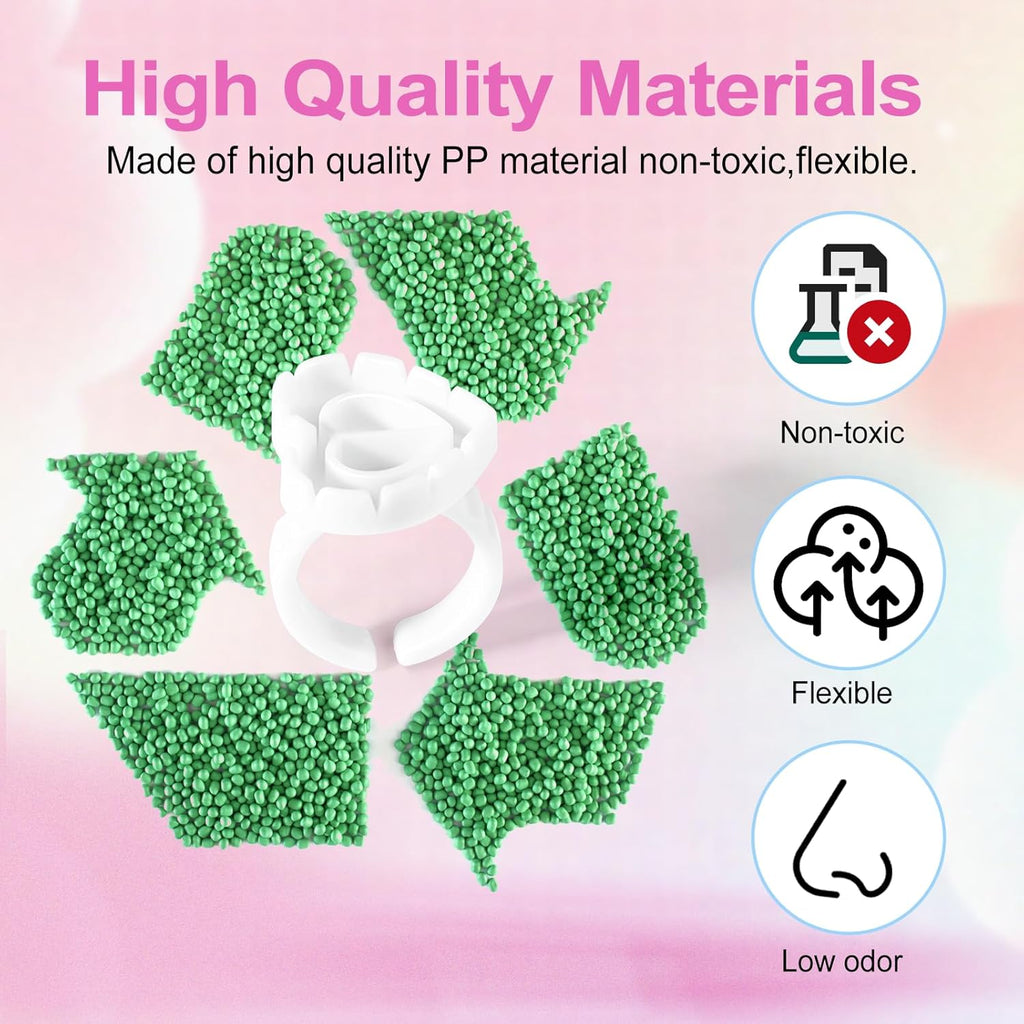 NXJ INFILILA Glue Rings for Eyelash Extensions 100PCS Disposable Rings for Lashes Lovely Heart Shape, Makeup Plastic Nail Art Glue Cups Lash Extension Supplies for Eyelash Extensions White