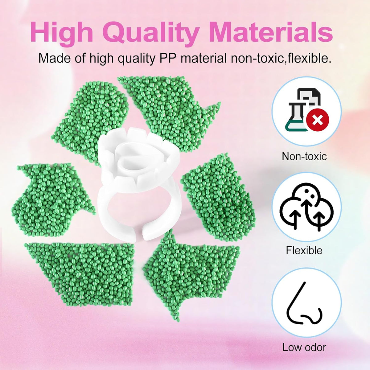 NXJ INFILILA Glue Rings for Eyelash Extensions 100PCS Disposable Rings for Lashes Lovely Heart Shape, Makeup Plastic Nail Art Glue Cups Lash Extension Supplies for Eyelash Extensions White