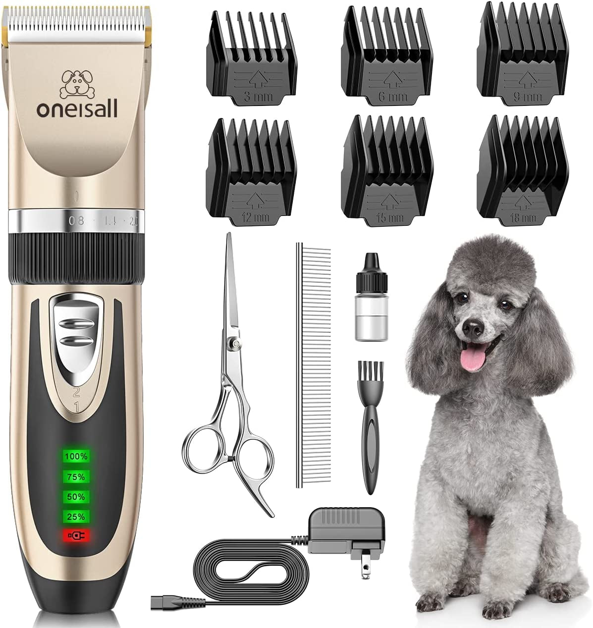Oneisall Dog Grooming Clippers with LED Display for Dogs & Cats