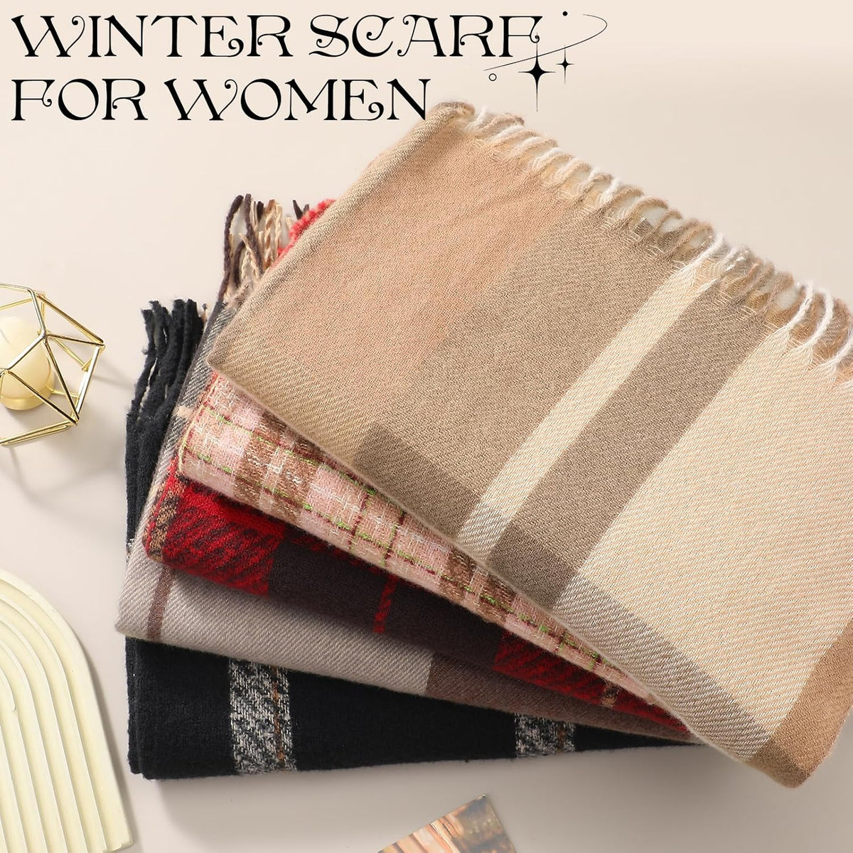 Winter Scarf for Women Long Plaid Shawls Wraps Blanket Pashmina Scarves