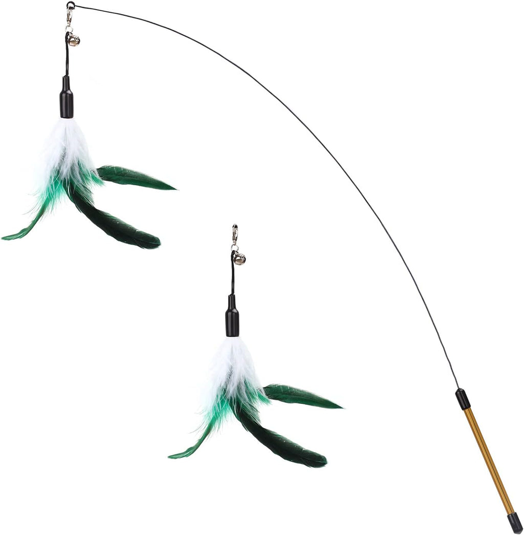 Feather Teaser Cat Toy, Interactive Feather Wand Cat Toy Flying Feather Cat Catc