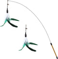 Feather Teaser Cat Toy, Interactive Feather Wand Cat Toy Flying Feather Cat Catc