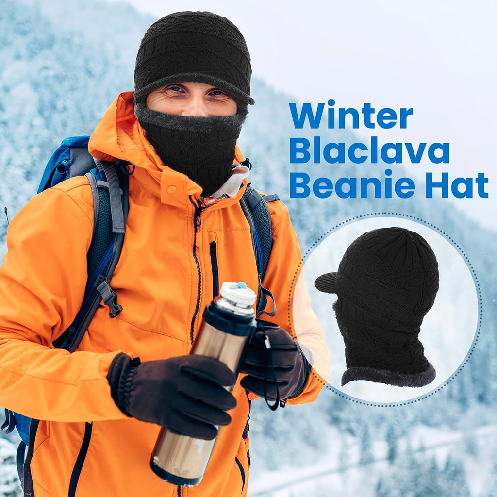 Winter Balaclava Beanie Hat Knit Thermal Ski Mask for Men Women