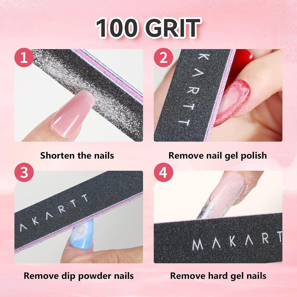 Makartt Nail Files 100/180 Grit - 10Pcs Double Sides Black