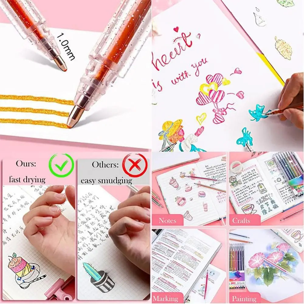 Gel Pen Glitter Gel Pen Set New Glitter School Supplies Colored Pens Set Fun Students Marking Highlighter Pen