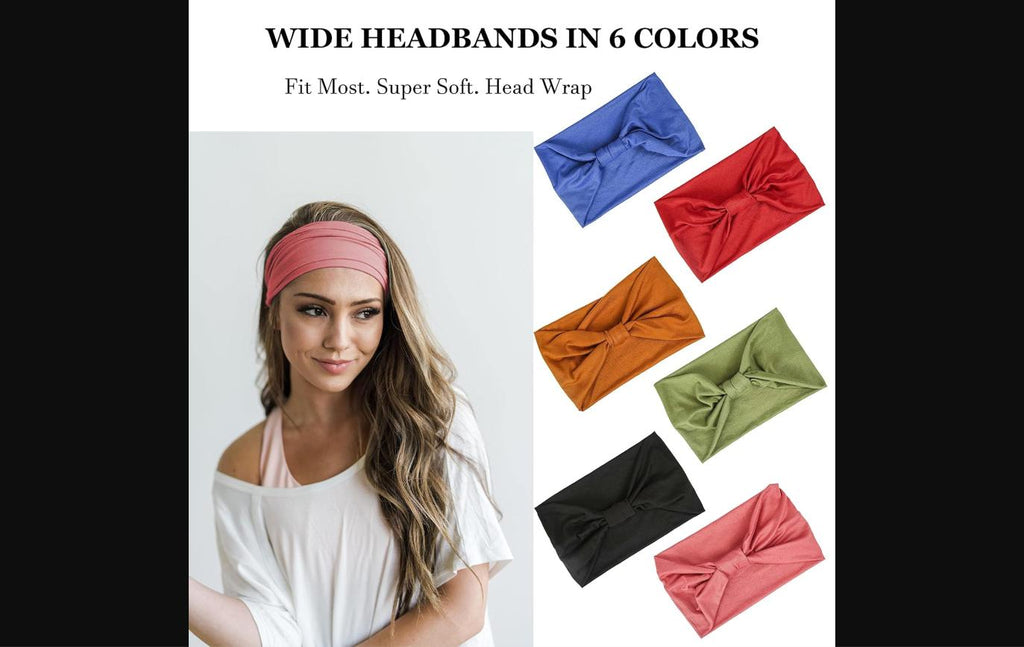 Non-Slip Wide Headbands for Women – 6 Pack